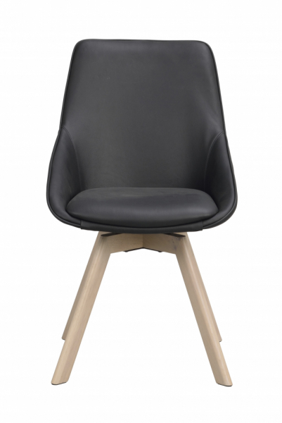 Silla 'Alison' de cuero - Negro/blanco pigmentado