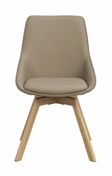 Silla 'Alison' de cuero - Beige/roble