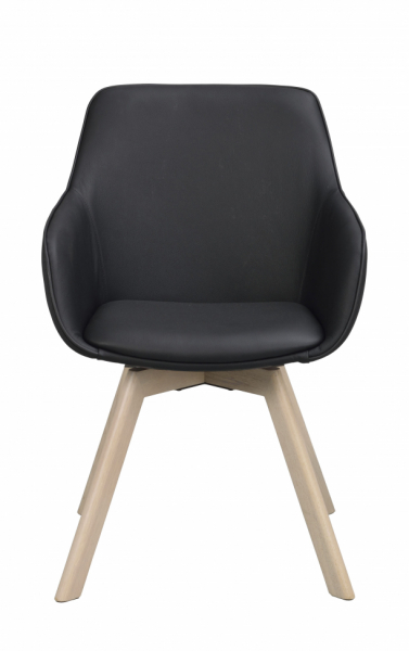 Silla con brazos 'Alison' Cuero - Negro/blanco pigmentado