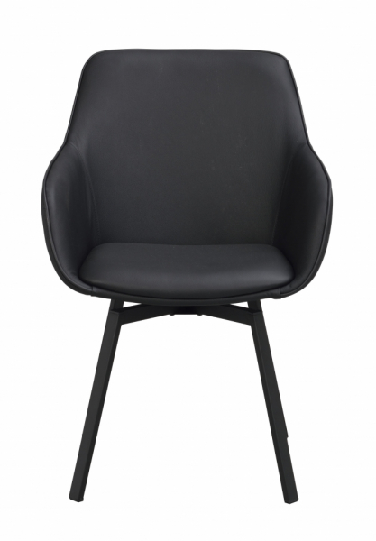 Silla con brazos 'Alison' Cuero - Negro