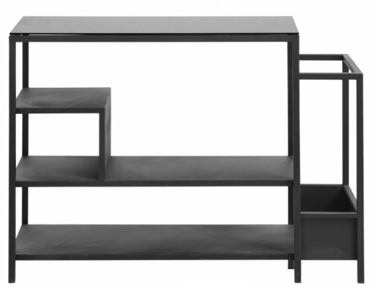 Estante de hierro/Mesa lateral 'With' - Negro/Vidrio