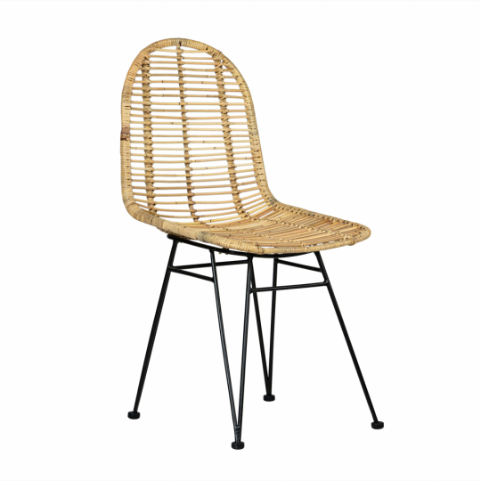Silla 'Rattan a rayas' - Natural/Negro