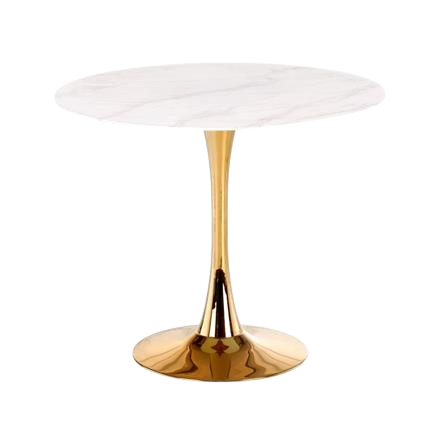 Mesa de comedor 'Navarra' Redonda 90cm - Mármol/Oro