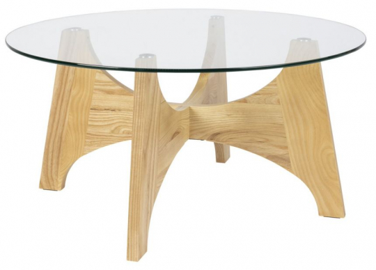 Mesa de centro 'Kobe' Redonda 80cm - Natural/Vidrio