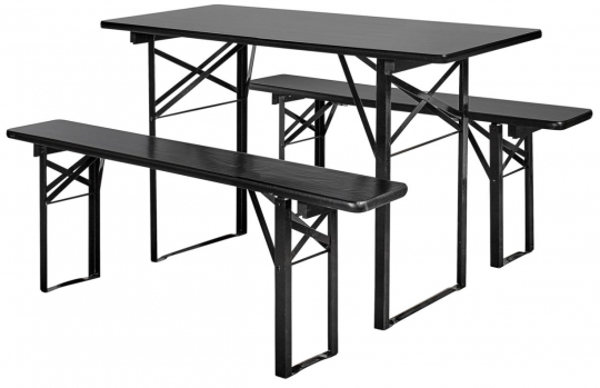 Mesa y bancos 'Garden' 160x60cm - Negra