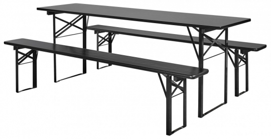 Mesa y bancos 'Garden' 220x60cm - Negra
