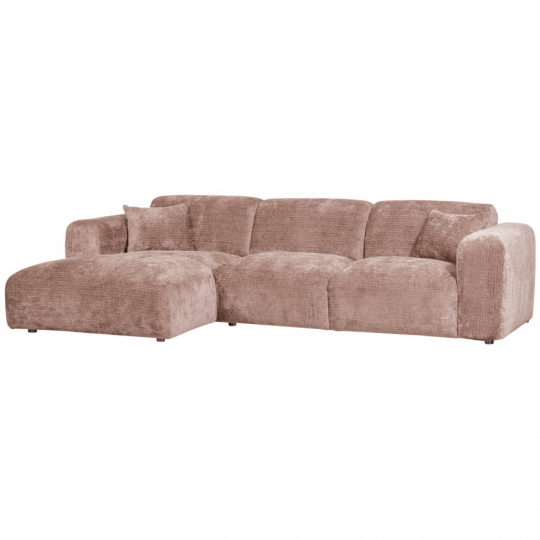 Sofá 'Cloud' 3 plazas chaise longue izquierda - Marrón grisáceo/Rosa