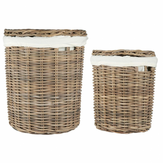 Cesta de lavandería 2-pack 'Rattan' - Natural