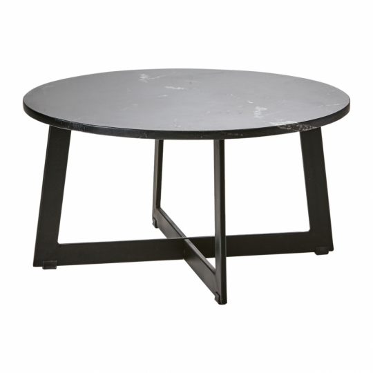 Mesa de sofá 'Milan L' redonda 70cm - Negro/mármol