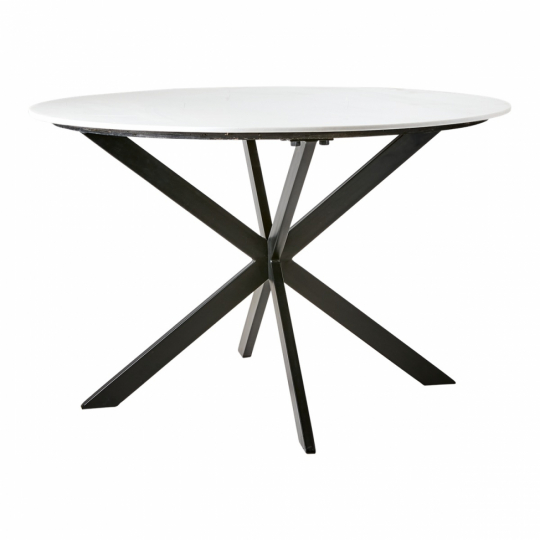 Mesa de comedor 'Milan' redonda 120cm - Blanco/negro