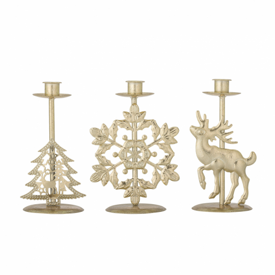 Portavelas 'Sauda' pack de 3 - Dorado