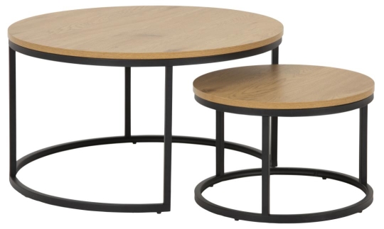 Mesa de centro 'Spiro' 80cm - Natural/Negro