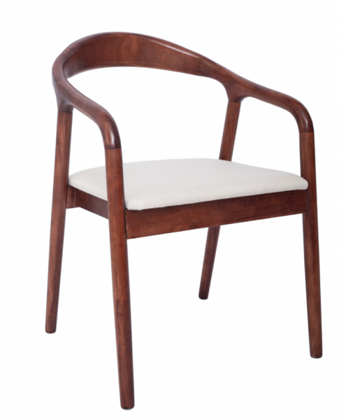 Silla con brazos 'Aspa' - Marrón oscuro/Beige