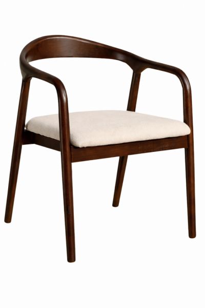Silla con brazos 'Aspa' - Marrón oscuro/Beige