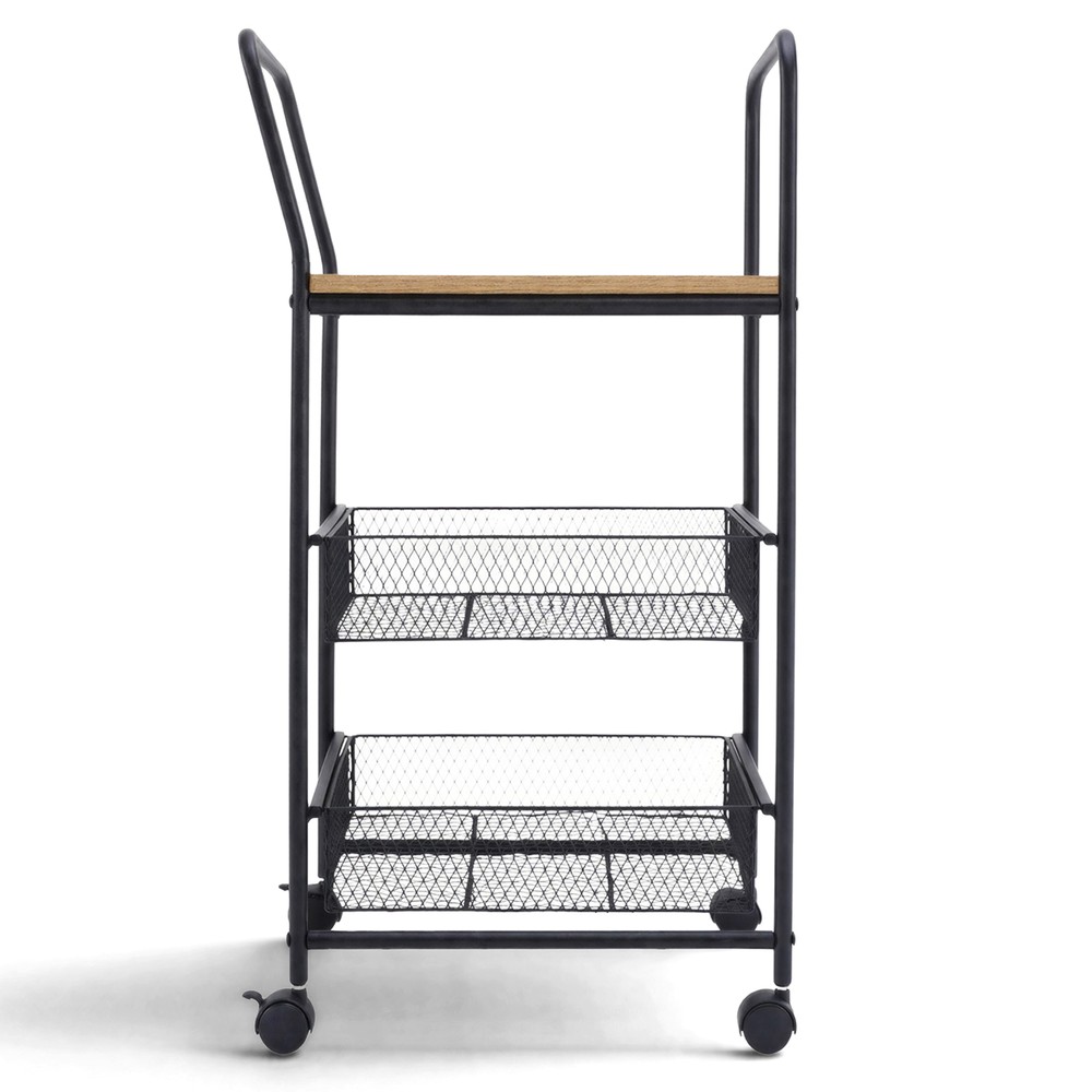 Carro de cocina/Carro de bebidas 'Grums' - Negro/Madera