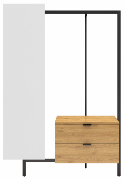 Perchero 'Nova' 2 cajones/espejo - Roble/Negro