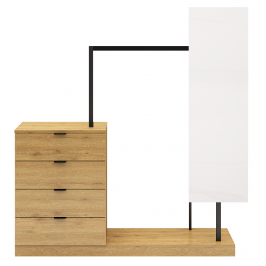 Perchero 'Nova' 4 Cajones/Espejo - Roble/Negro