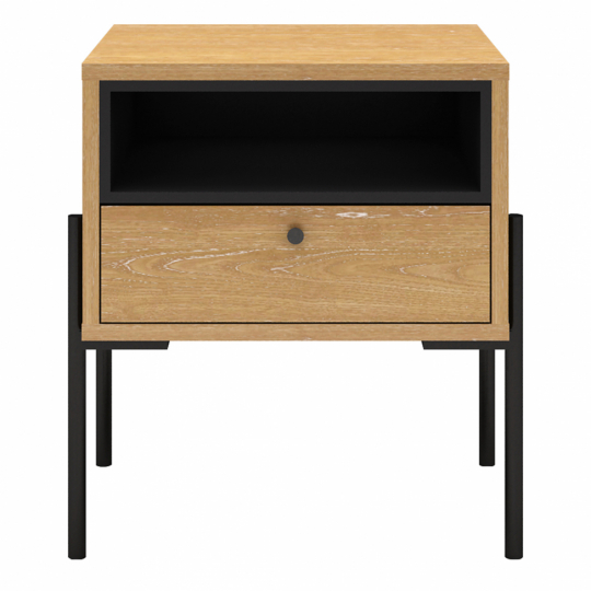 Mesita de noche 'Punt' - Roble/Negro