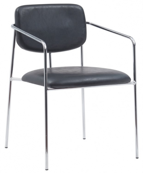 Silla con brazos 'Ebba' - Negro/Plata
