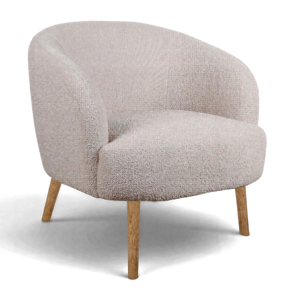Sill&oacute;n 'Capri' con patas de madera - Beige/Boucl&eacute;