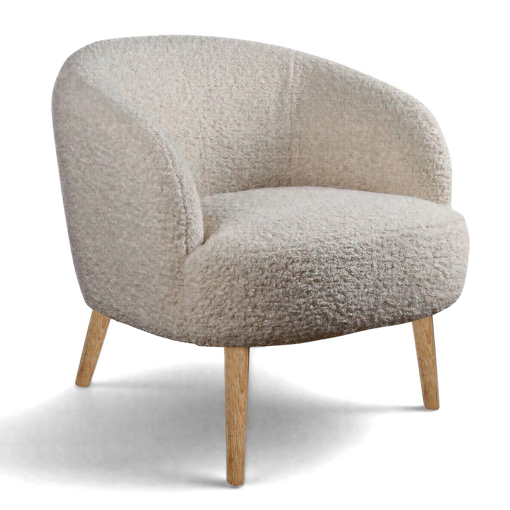 Sillón 'Capri' con patas de madera - Blanco