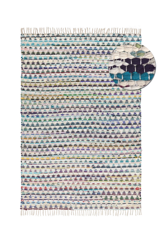 Alfombra de trapo 'Lindby' - Multicolor/azul