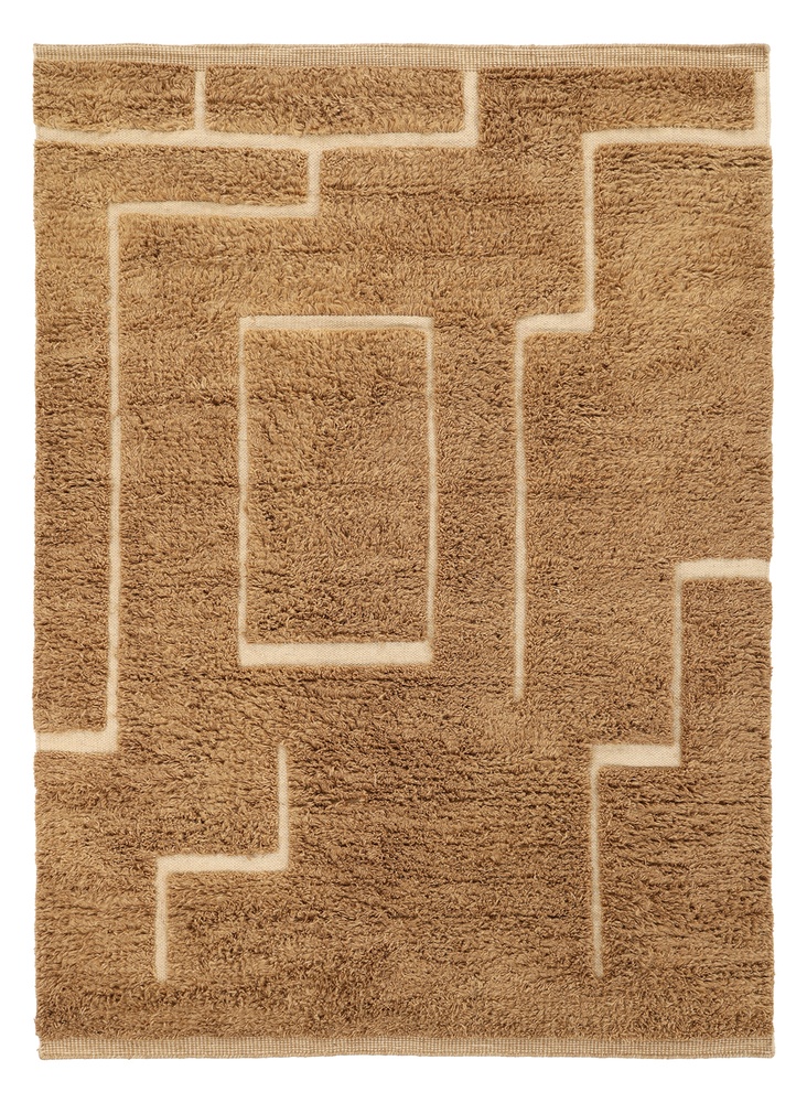 Alfombra Tipo Rya 'Lana tejida a mano Kiberg' - Beige