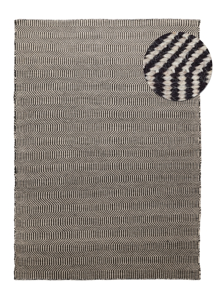 Alfombra de lana 'Larkana' - Beige/negro