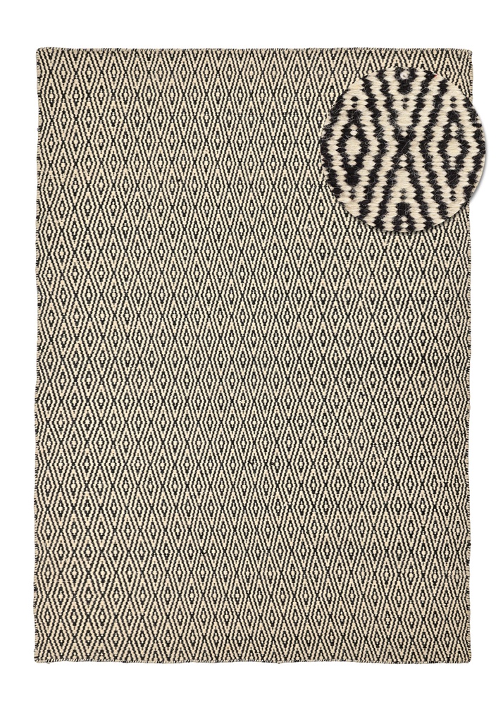Alfombra de lana 'Monastir' - Negro/blanco
