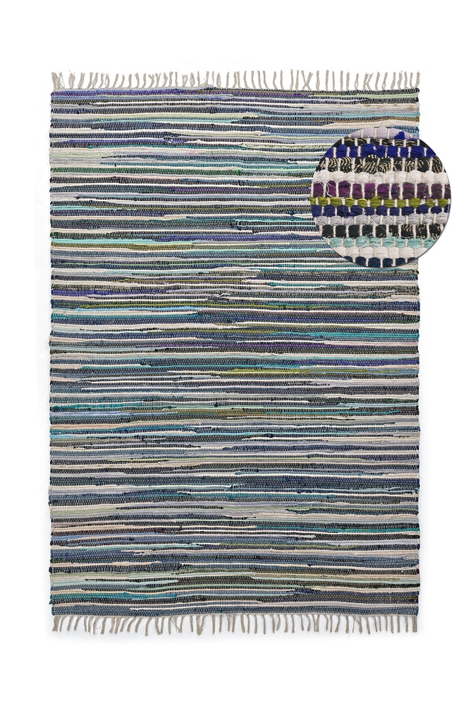 Alfombra de trapo 'Home' - Multicolor/azul
