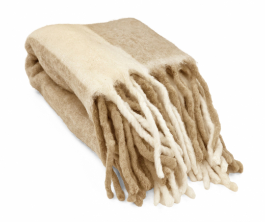 Plaid 'Beatriz Stripe' 130x170cm - Beige/blanco