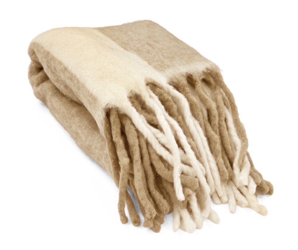 Plaid 'Beatriz Stripe' 130x170cm - Beige/blanco
