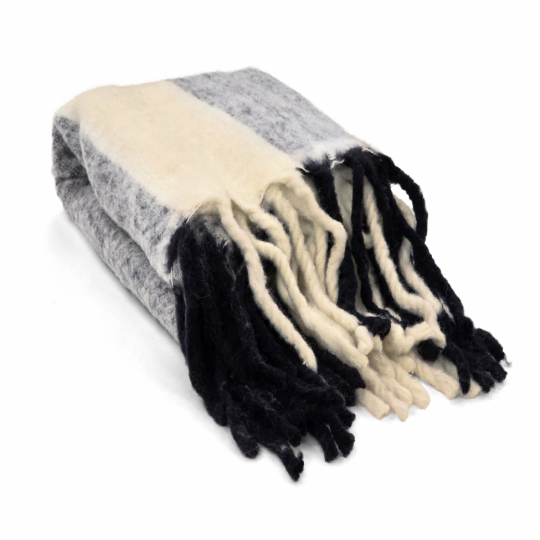 Plaid 'Beatriz Stripe' 130x170cm - Negro/blanco