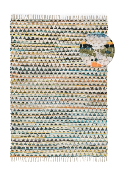 Alfombra de trapo 'Lindby' - Multicolor/amarillo