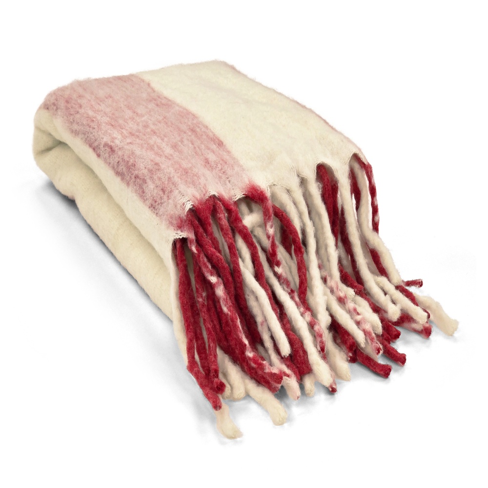Plaid 'Beatriz Stripe' 130x170cm - Rojo/blanco