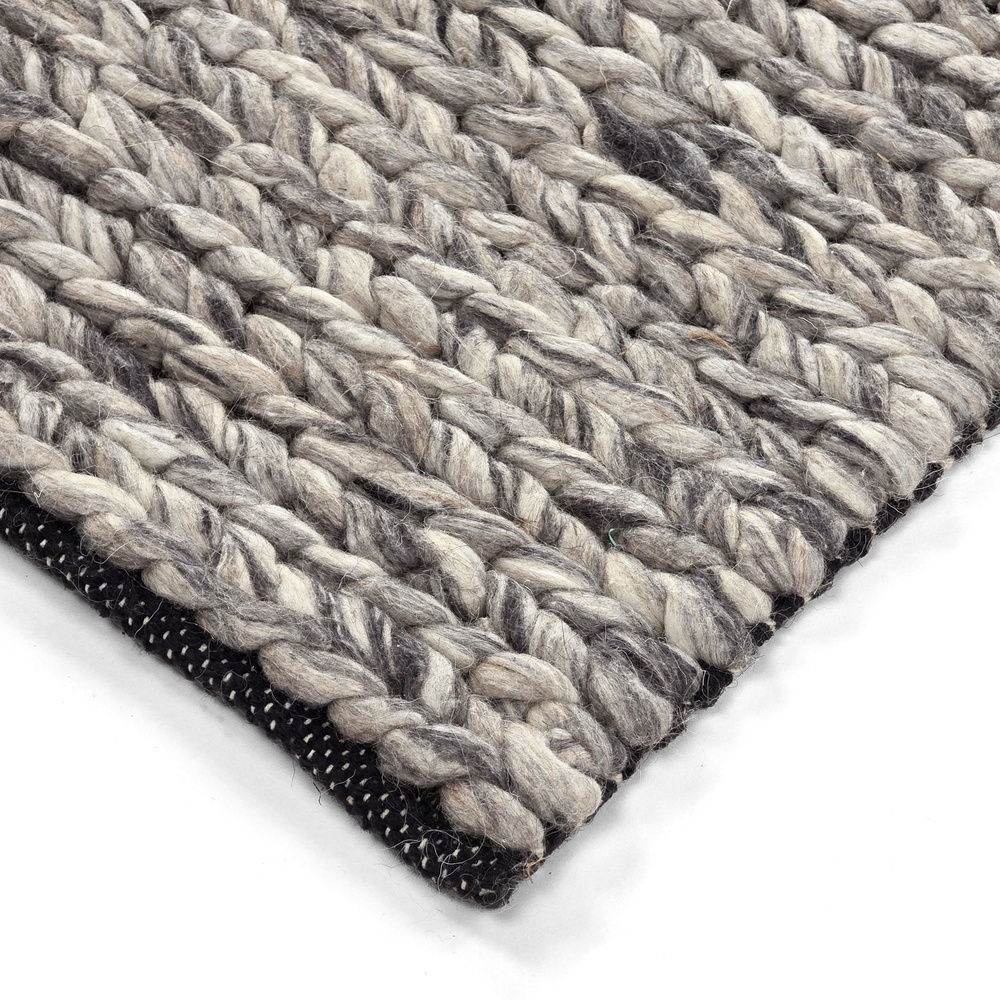 Alfombra de lana 'Talvia Braided Wool' - Gris oscuro
