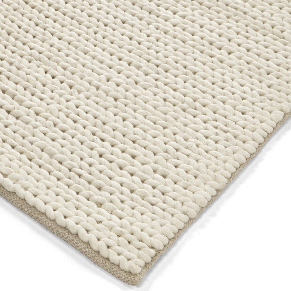 Alfombra de lana 'Talvia Braided Wool' - Blanco