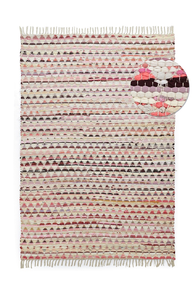 Alfombra de trapo 'Lindby' - Multicolor/rosa