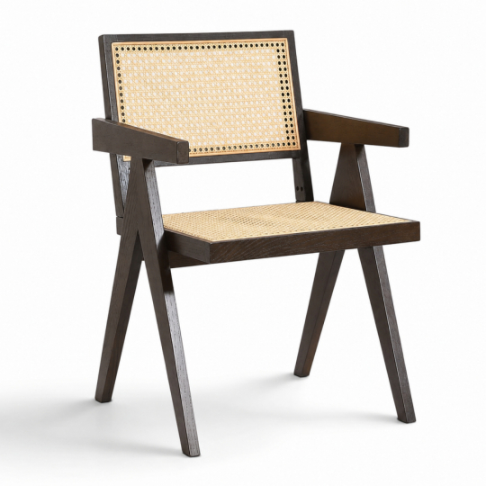 Silla con reposabrazos 'Jean' - Roble marrón/Rotén