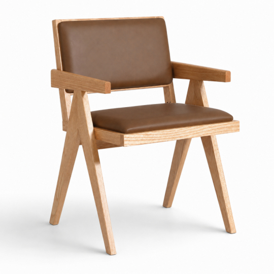 Silla con reposabrazos 'Jean' - Roble/Marrón