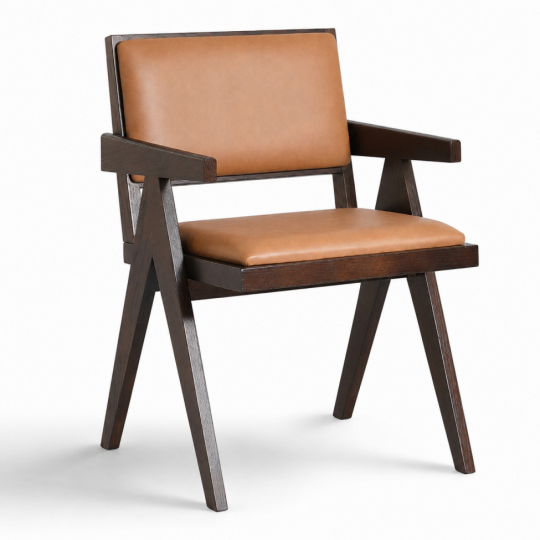 Silla con reposabrazos 'Jean' - Roble marrón/Marrón