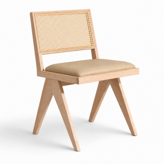 Silla 'Jean' - Roble blanqueado/Beige