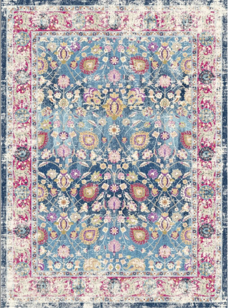 Alfombra Wilton 'Bouhjar' 130x190cm - Azul/Rosa/Multi