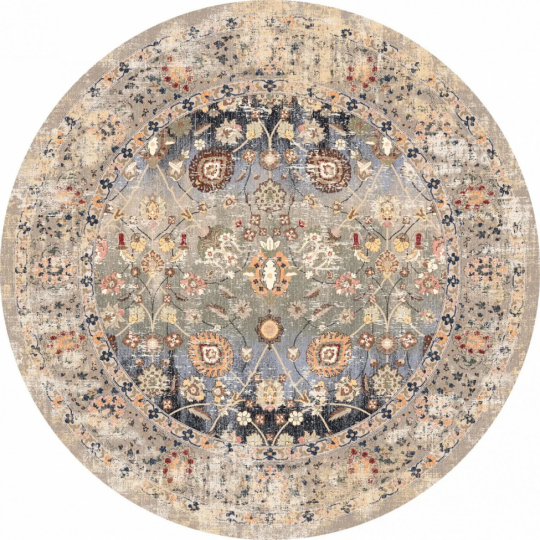 Alfombra redonda 'Bouhjar' 120cm - Beige/Multi