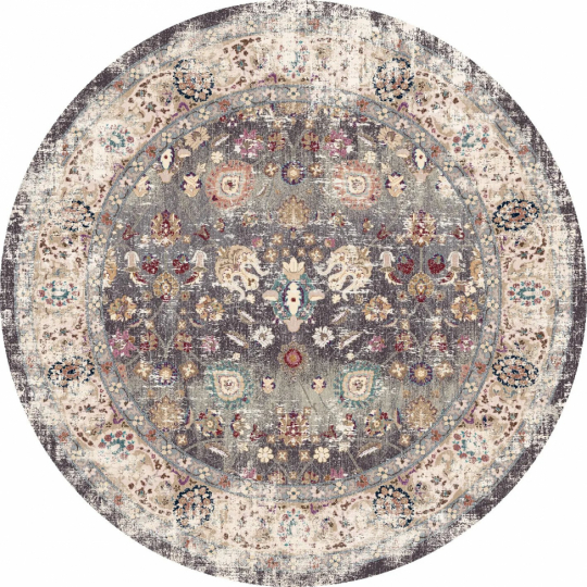 Alfombra redonda 'Bouhjar' 200cm - Gris/Multi