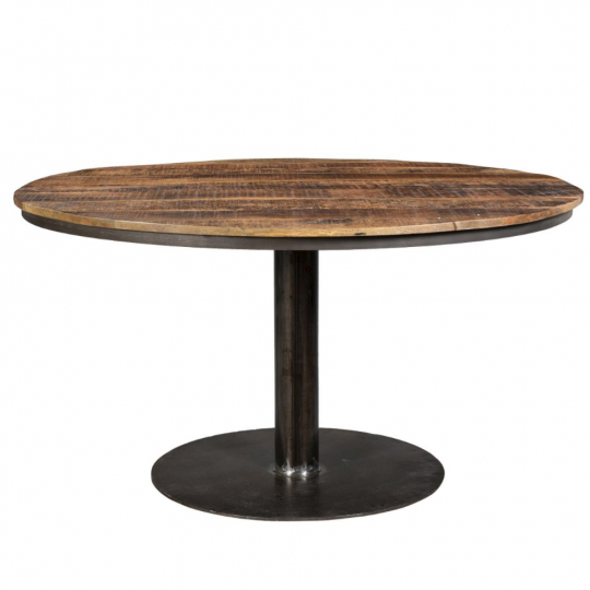 Mesa de comedor redonda 'Jack' - Madera reciclada/Hierro