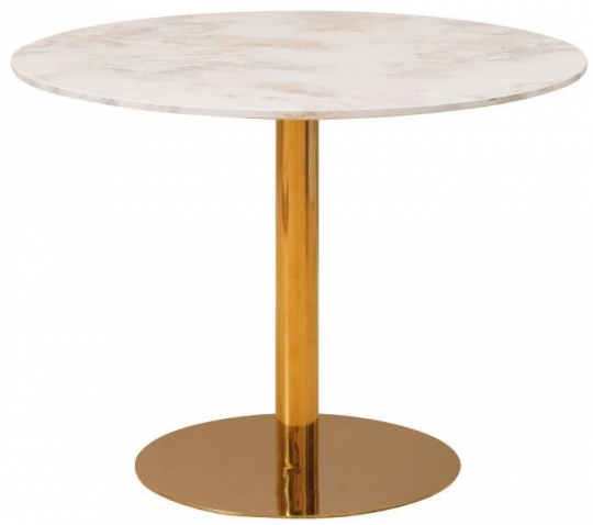 Mesa 'Marbleous' Redonda 100cm - Latón/Blanca