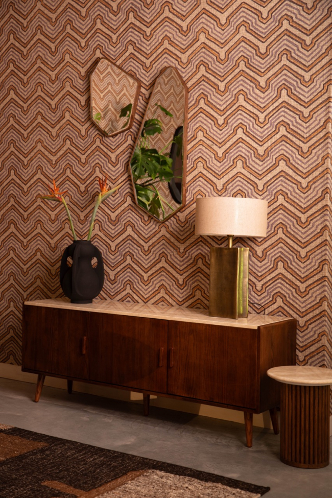 Mesa lateral 'Arda' - Nogal/travertino