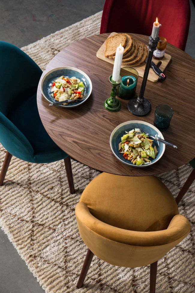 Silla de comedor 'Glad' - Terciopelo/Gris