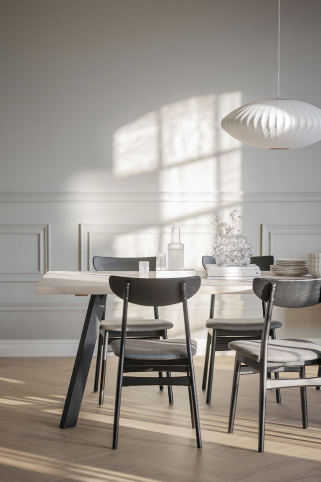 Mesa 'Fred' 170x95cm - Roble pigmentado blanco/Negro